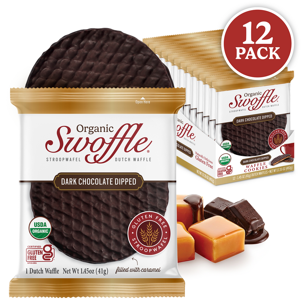 12 Pack | Organic Dark Chocolate Dipped Swoffle