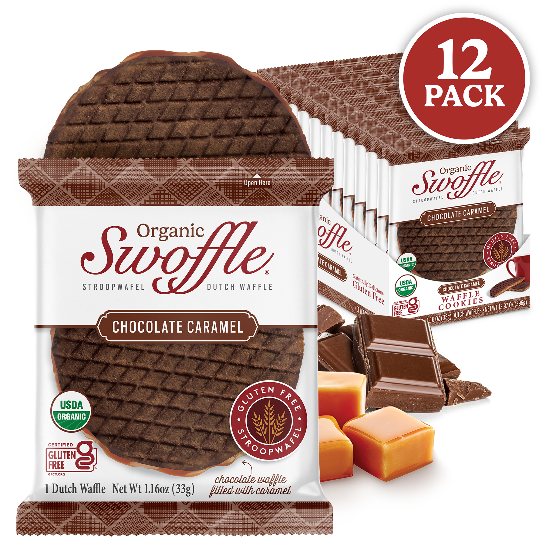 12 Pack | NEW Organic Chocolate Caramel Swoffle