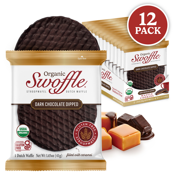 12 Pack | Organic Dark Chocolate Dipped Swoffle